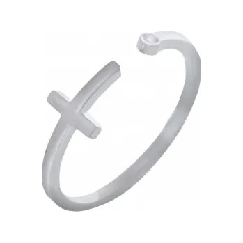 Prsten Prosperk Prstýnek ocelový s křížkem Velikost prstenů: 11 (EU: 65-67)