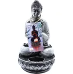 Budha svícen 17 cm bílý/stříbrný