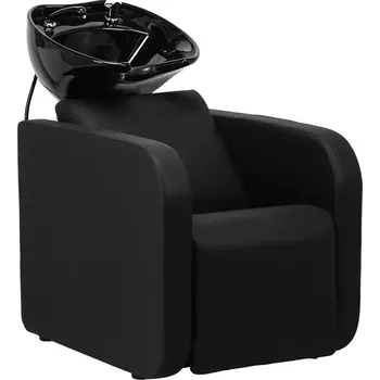 Kadeřnické křeslo Kadeřnický mycí box SYLVIA s elektrickou opěrkou nohou - černý