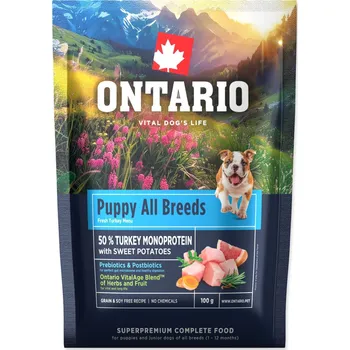 Krmivo pro psa Vzorek Ontario Puppy & Junior All Breeds Monoprotein Turkey & Sweet Potatoes 0,1kg