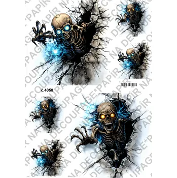 Umělecký papír Rýžový a soft papír na decoupage - Kostlivec - KB04050 Materiál: Soft, Rozměr: A4