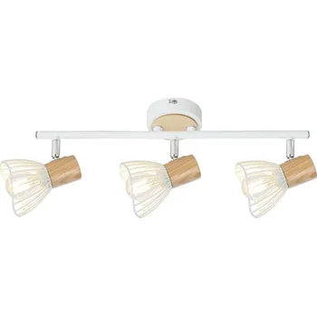 Stropní svítidlo Chile 3-bodové bílé s dřevem, nastavitelné do obýváku a ložnice