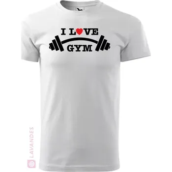 Pánské tričko I Love Gym, bílé, 4XL (Pánské tričko do posilovny)
