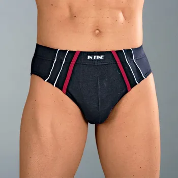 Sada 6 slipů s pohodlným pasem a kontrastní paspulkou sada nám.modrá+černá 93/100 (L)