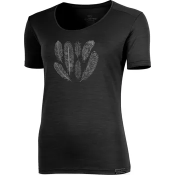 AVA dámské merino triko s tiskem fialové - Černá 9090 / XXXL / Černá