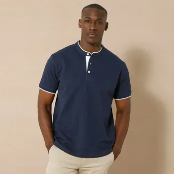 Pánské oblečení Jednobarevné polo z piké úpletu nám. modrá 97/106