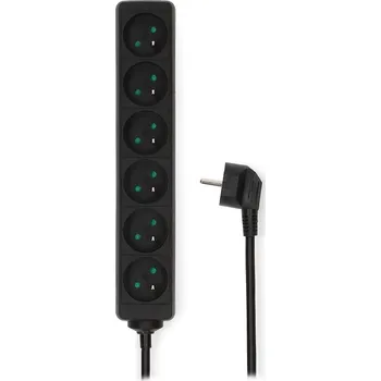 Elektrická zásuvka NEDIS napájecí prodlužovací zásuvka/ úhlová/ 6x zásuvka/ černá/ 1,5m