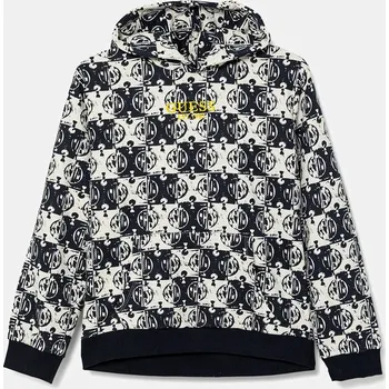 Chlapecká mikina Dětská bavlněná mikina Guess tmavomodrá barva, s kapucí, vzorovaná, L5GQ03 KA6R4 L5GQ03.KA6R4.PPYA 59X, vel. 125-135