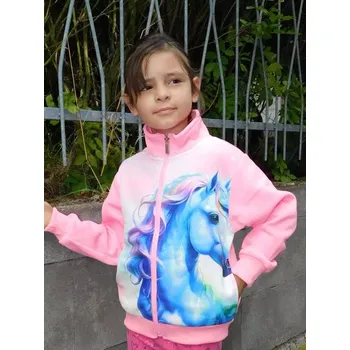 Dívčí mikina Teplá dívčí mikina Kugo PT2506 světle růžová / kůň