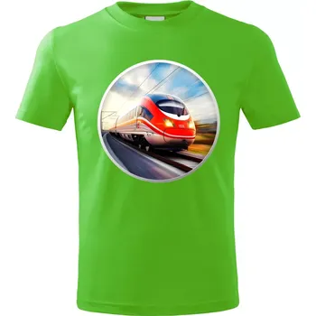 Chlapecké tričko Dětské tričko s lokomotivou vlakem zelené vzor č. 29 vel. 122 (dětské tričko s vlakem lokomotivou)
