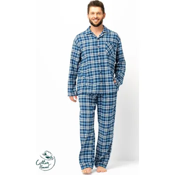 Pánské pyžamo Pánské pyžamo Key MNS 492 B25 délka/r M-2XL na zip džínovina XL