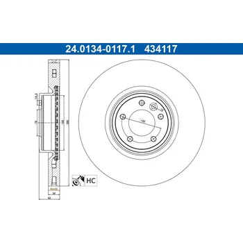 Brzdový kotouč Brzdový kotouč ATE 24.0134-0117.1