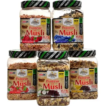 Amix Mr. Poppers Low carb Protein musli 2 x 500 g namixuj si - borůvka vanilka