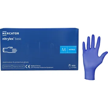 Pracovní rukavice Nitrylové pracovní rukavice MERCATOR Nitrylex BASIC vel.M, 100ks, Invento 920-RD30105003