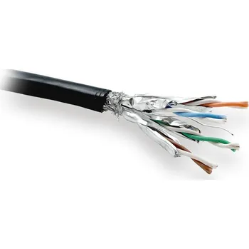 Síťový kabel PLANET kabel SFTP, drát, Cat 6A, 4p, 500MHz, PE venkovní, stíněný každý pár, Planet Elite, černý, Dca, balení 500m