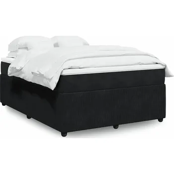 Postel vidaXL Box spring postel s matrací 140x200 cm samet [3285644] Barva: Černá