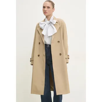 Dámský kabát Trench kabát Answear.LAB dámský, hnědá barva, přechodný, oversize mj79899.fos 82X, vel. L