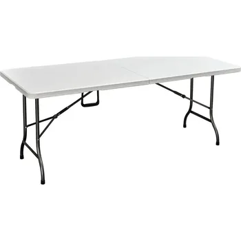 Zahradní stůl Skládací stůl venkovní + vnitřní, catering / pořádání akcí, kov + plast, bílý, 180 cm