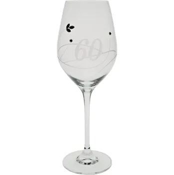 Sklenice Jubilejní sklenice swarovski "60" (Skleněná číše k narozeninám)