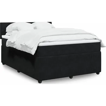 Nábytek vidaXL Box spring postel s matrací 140x200 cm samet [3290054] Barva: Černá