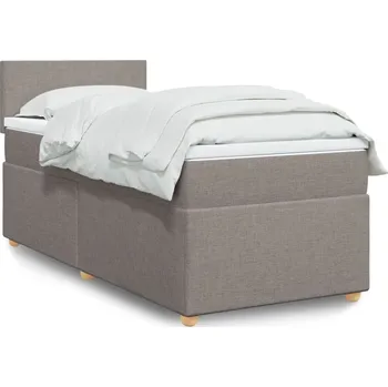Postel vidaXL Box spring postel s matrací 100 x 200 cm textil [3288887] Barva: taupe