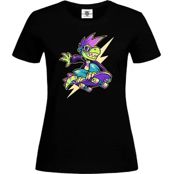 Dámské tričko Tričko Krokodýl na skateboardu Druh: Dámské, Barva: Černá, Velikost: XL