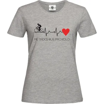 Dámské tričko Tričko Mé srdce bije pro kolo | Puls Druh: Dámské, Barva: Šedá, Velikost: XL