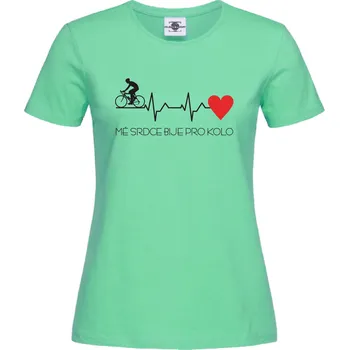 Dámské tričko Tričko Mé srdce bije pro kolo | Puls Druh: Dámské, Barva: Světle Zelená, Velikost: XL