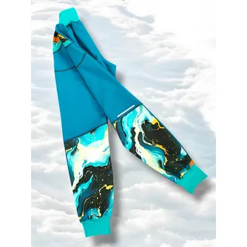 Dívčí kalhoty Holčičí softschell kalhoty mramor petrolejová Holčičí kalhoty