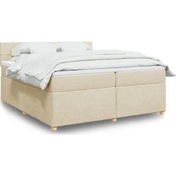 Ložnice vidaXL Box spring postel s matrací 200x200 cm textil [3289088] Barva: krémová