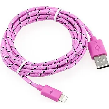 Datový kabel Synchronizační a nabíjecí kabel Lightning pro Apple iPhone / iPad / iPod - tkanička - světle růžový - 2m