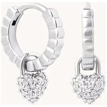 Náušnice Pozlacené náušnice se zavěšeným srdcem, WHITE ORCHID Povrchová úprava stříbra: bílé zlato