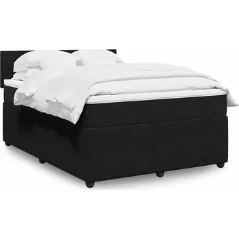 Postel vidaXL Box spring postel s matrací 140x200 cm samet [3287752] Barva: Černá