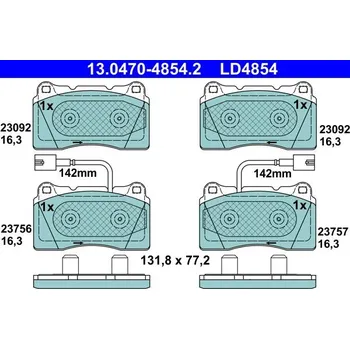 Brzdová destička Sada brzdových destiček, kotoučová brzda ATE 13.0470-4854.2