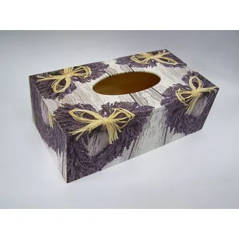 Krabice na papírové kapesníky - Levandule srdce