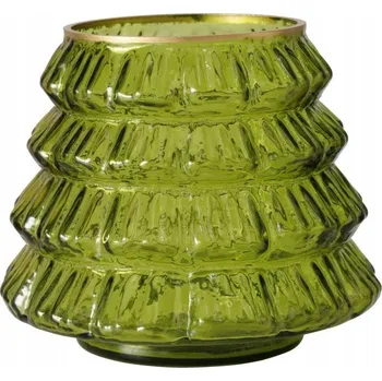 Svícen SKLENĚNÝ SVÍCEN ZELENÝ NA 1 SVÍČKU TVAR STROMEČKU výška 11,5 cm