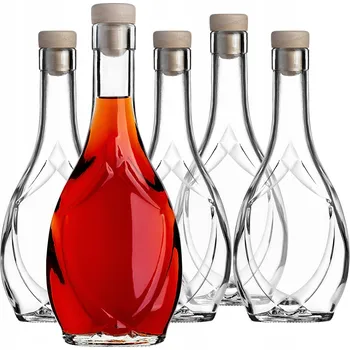 Sklenice 10x skleněná láhev Icona 250 ml na likéry, víno, pálenku, alkohol, džus + korkové zátky