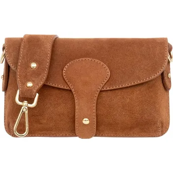 Vera Pelle kabelka z pravé broušené kůže (semiš) hnědá