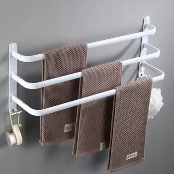 Držák na ručník Tyč s háčky na lepidlo Arhatreya bílá