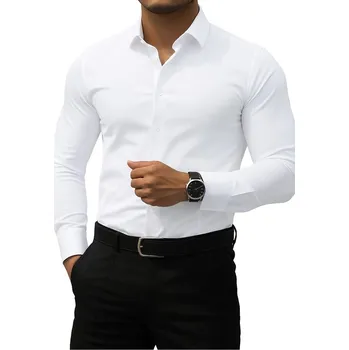 Pánská košile Bílá pánská košile s DLOUHÝM rukávem REGULAR #241 L 41-42