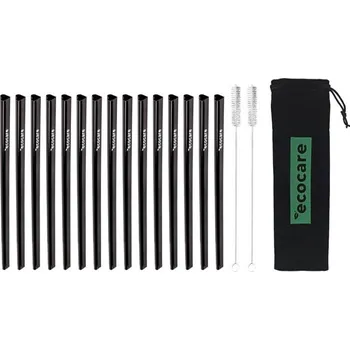 ECOCARE Ekologická kovová brčka Srdce Černá 15 ks