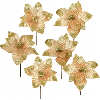 Vánoční dekorace Vánoční Baňky tvarované, Špičky, Sady Hvězda 25 cm 6 ks