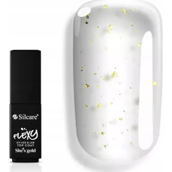 Přípravek na nehty Silcare Flexy Top Coat She's Gold 4,5 g top s třpytkami