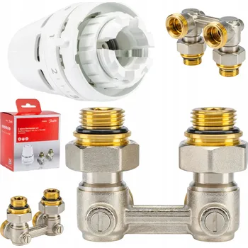 Hlavice pro radiátor ÚHLOVÁ TERMOSTATICKÁ SADA 1/2'' VENTILY + HLAVICE