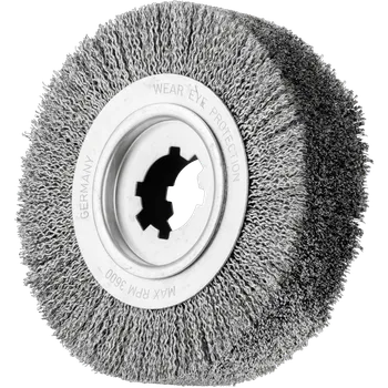 Brusný kotouč Pferd 43506717 | Rotační kartáč široký, průmyslový, zvlněný drát RBU 25060/50,8 LIT INOX 0,35