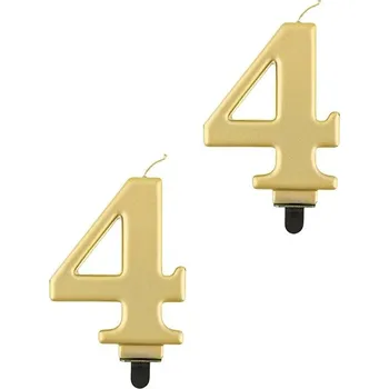 Dortová svíčka Godan Narozeninová svíčka na dort - 4 - metalická zlatá - 8 cm - 2 ks