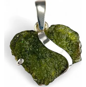 Přívěsek Srdce, přívěsek - vltavín, stříbro 925/1000