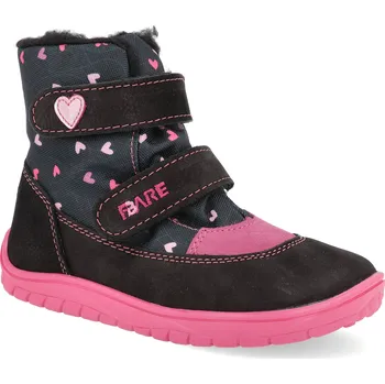 Dívčí zimní obuv Barefoot dětské zimní boty Fare Bare - A5141213+A5241213 Finky růžové Velikost: 23