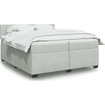 Postel vidaXL Box spring postel s matrací 200x200 cm samet [3286400] Barva: světle šedá