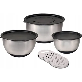 SADA 3 STŘÍBRNÝCH MISEK Z NEREZOVÉ OCELI S KRAJEČI V SADĚ